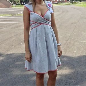 Jessica Simpson Coral Trim Seersucker A Line Dress